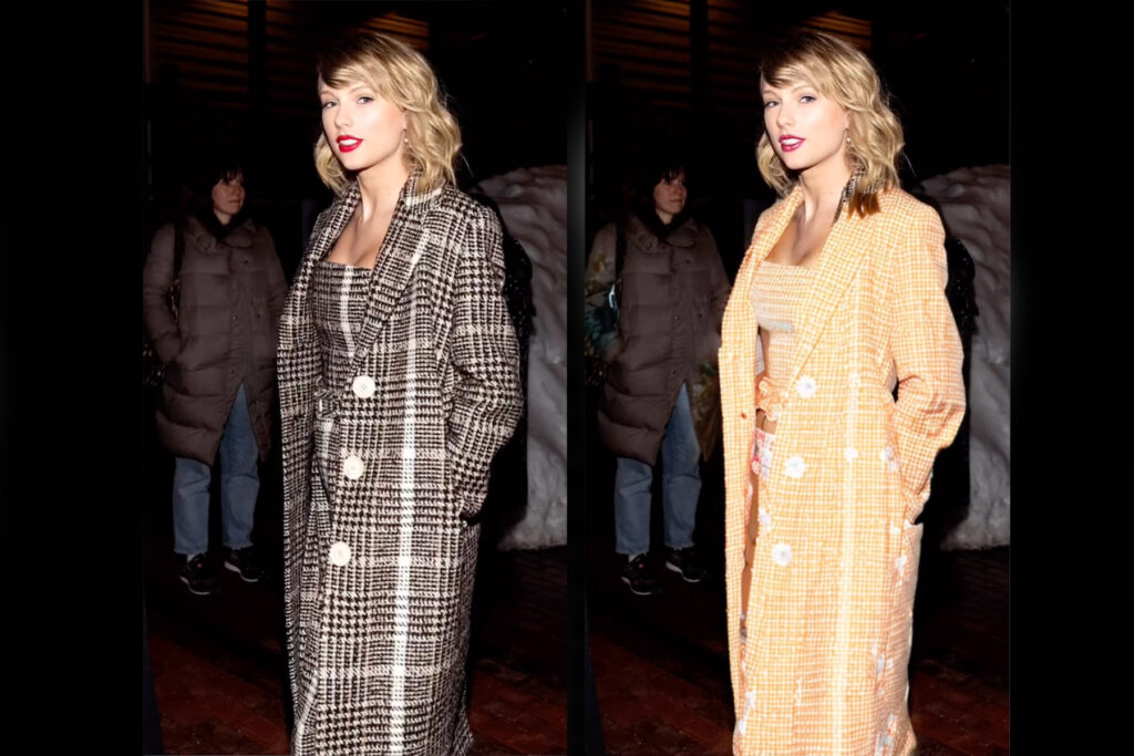 Taylor Swift shows how color works better than black clothing for her photoshoot