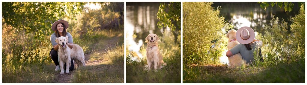 Woman and Golden Retriever at a Photoshoot in Littleton